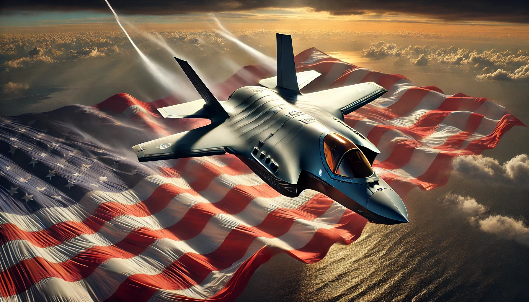 DALL·E 2025-03-23 17.36.42 - An ultra-realistic photograph taken from a distance, showing a highly detailed F-35 Lightning II fighter jet soaring through the sky against the backd