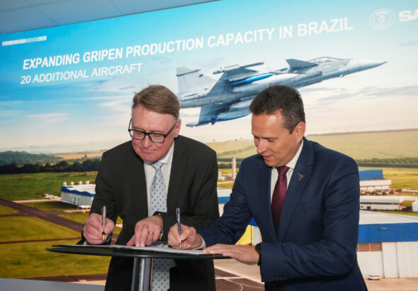Embraer and Saab Sign Agreement for production of additional 20 Gripen in Brazil
