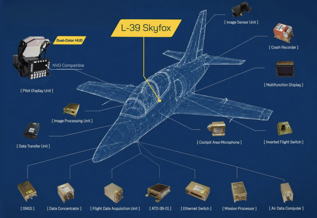 A selection of SPEEL PRAHA systems integrated into the L-39 Skyfox.
